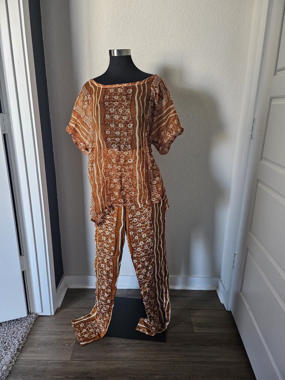 Grass-Fields Rust Patterned Pants Sz US10/UK14